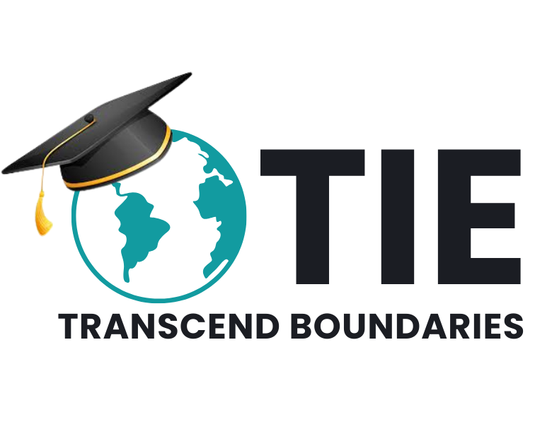 TIE logo with a graduation cap on a globe, symbolizing global education and the tagline "Transcend Boundaries"