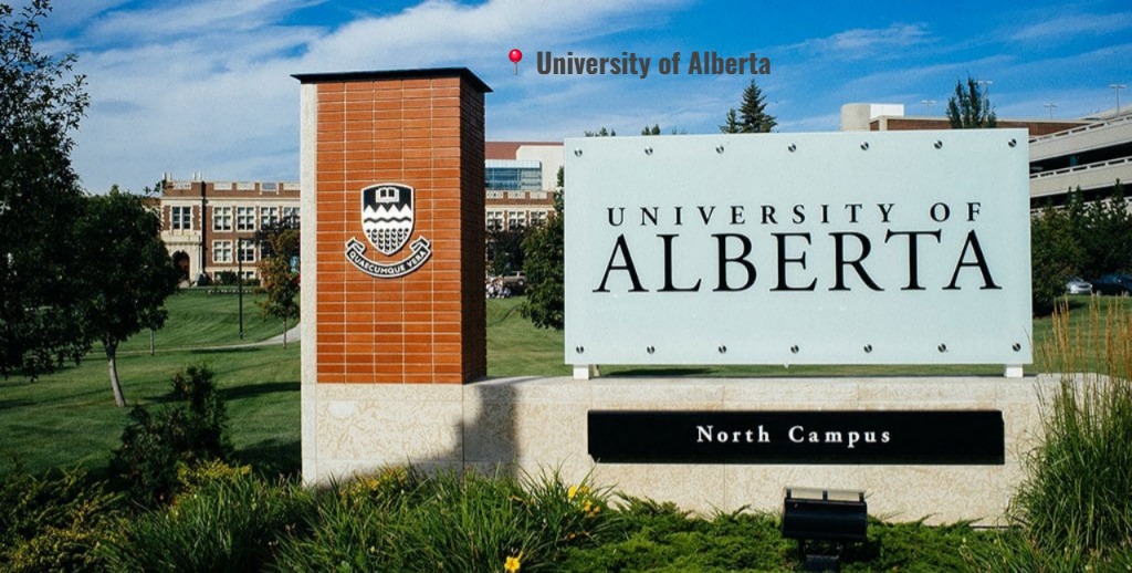 A scenic view of the University of Alberta campus with historic buildings and greenery