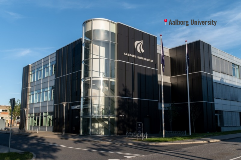 Aalborg University main campus building in Denmark on a sunny day